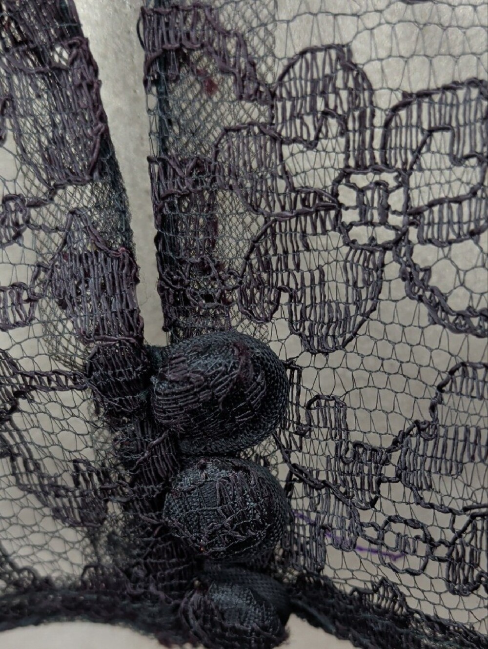 Vintage 60s Black Lace Top Feather Boa Sleeves Elegant Formal - Picture 5 of 11